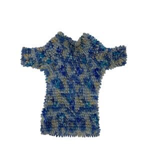 90s Blue Floral Printed Popcorn Bubble Top